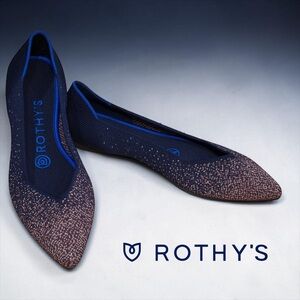 Rothy's Rare MIDNIGHT METALLIC size 6 The Point Knit Flats Limited Edition NEW!